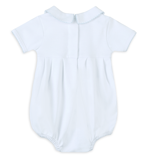 Landon's Classics Smocked Short Sleeve Bubble - Light Blue