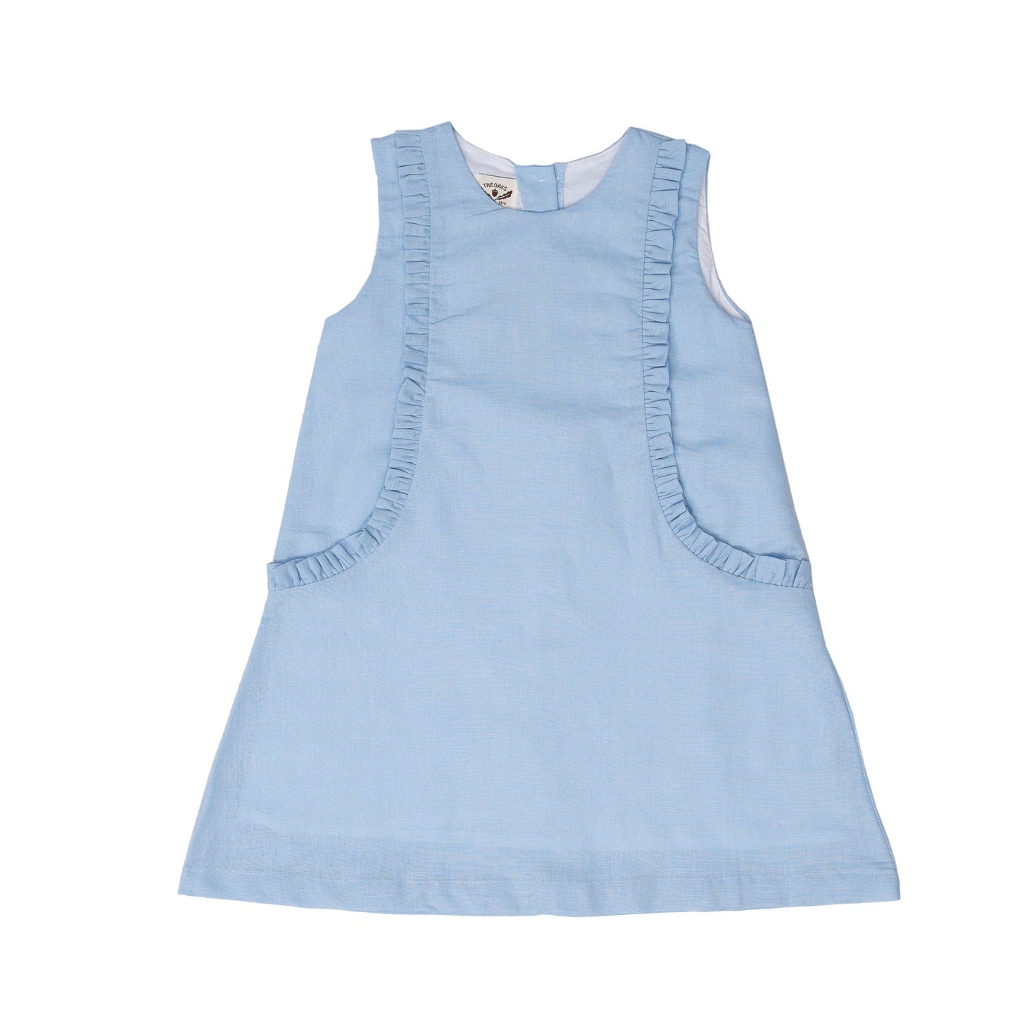 Kora Med Blue Linen Kid's Dress