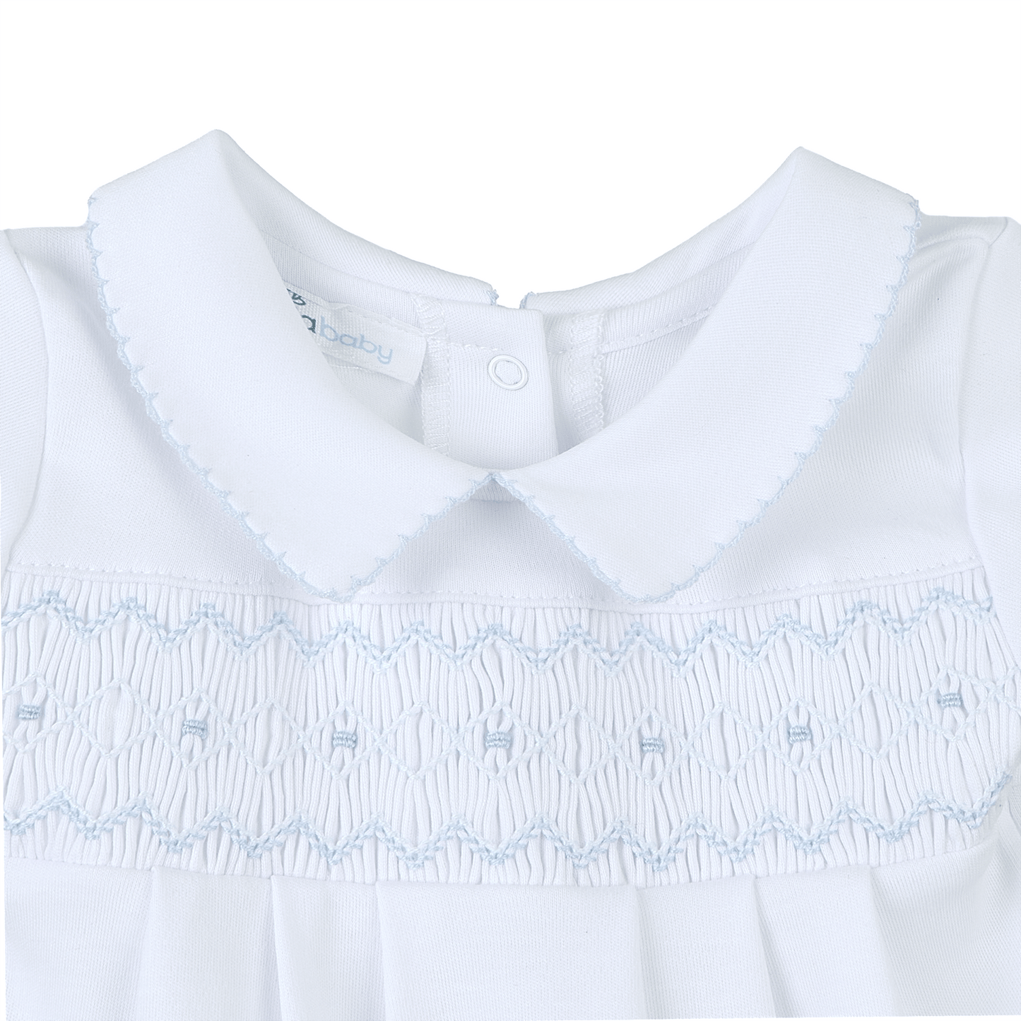 Landon's Classics Smocked Short Sleeve Bubble - Light Blue