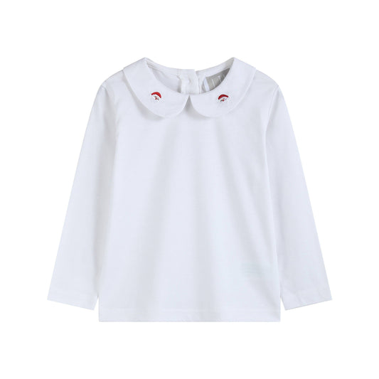 White Cotton Santa Collared Shirt