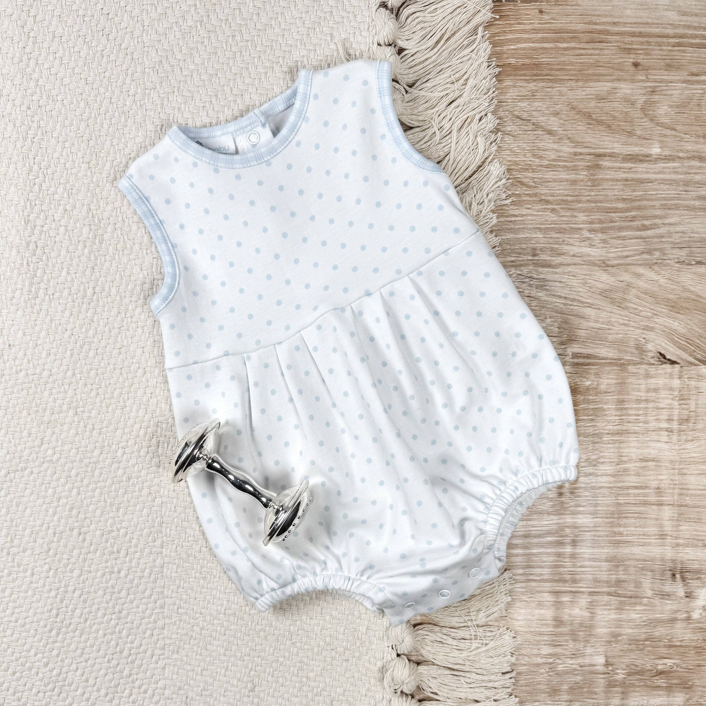 Gingham Dots Sleeveless Bubble in Light Blue